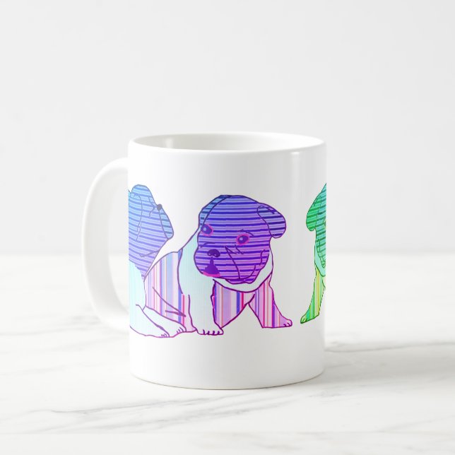Französische Bulldogge Comic Neon French Bulldog Kaffemugg (Framsida vänster)