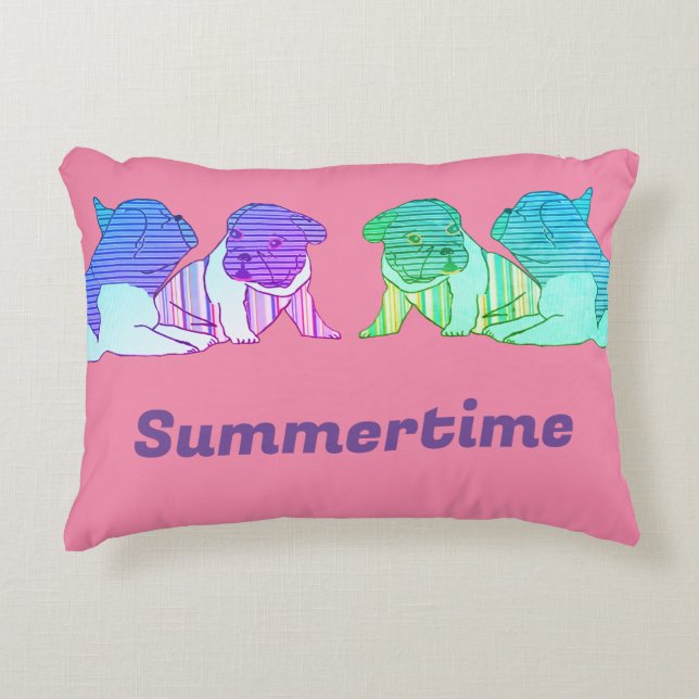 Französische Bulldogge Comic Neon French Bulldog Prydnadskudde (Framsidan)