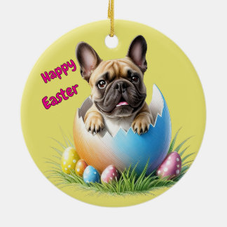 Französische Bulldogge Ei Ostern French Bulldog Julgransprydnad Keramik
