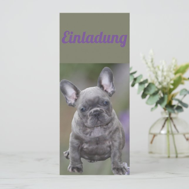 Französische Bulldogge Einladung  Inbjudningar (Stående Fram)
