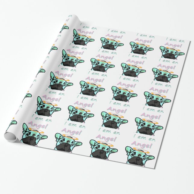 Französische Bulldogge Engel French Bulldog  Presentpapper (Utrullad)