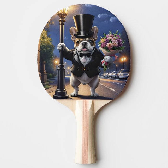 Französische Bulldogge French Bulldog Blumenstrauß Pingisracket (Framsidan)