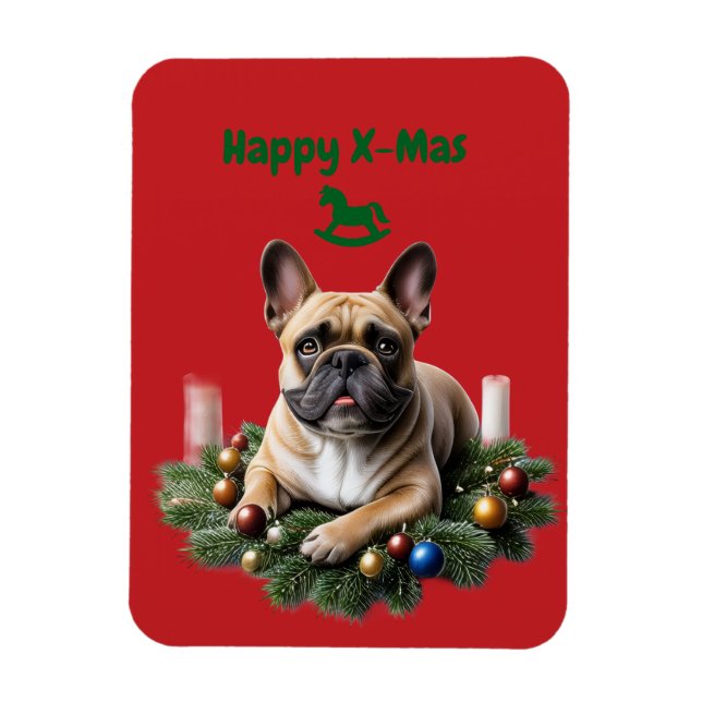 Französische Bulldogge French Bulldog  Weihnachten Magnet (Vertikal)