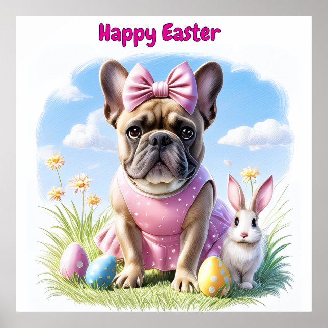 Französische Bulldogge Frohe Ostern French Bulldog Poster (Framsidan)