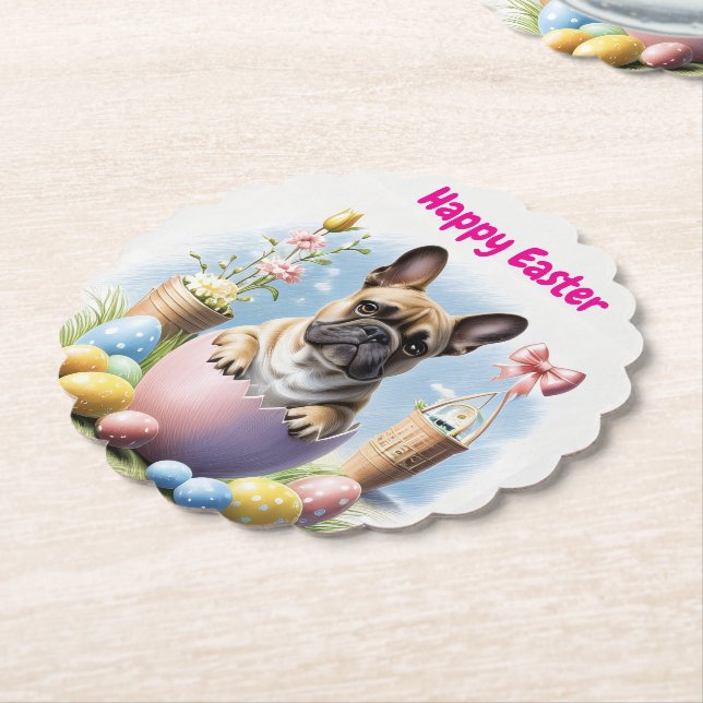 Französische Bulldogge Frohe Ostern French Bulldog Underlägg Papper (Vinklad)
