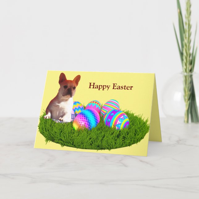 Französische Bulldogge Grußkarte Ostern Helgkort (Framsida)