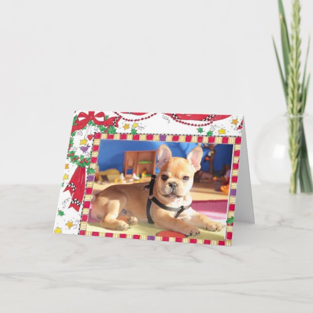 Französische Bulldogge Grußkarte Weihnachten Helgkort (Framsida)