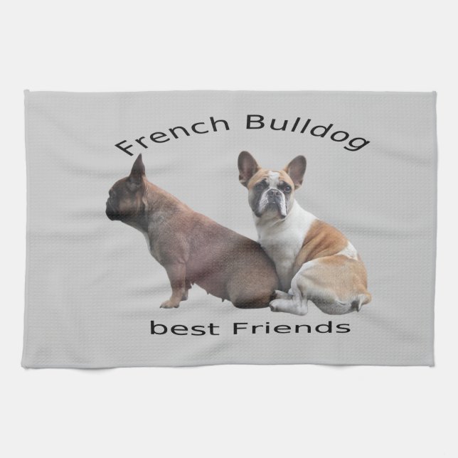 Französische Bulldogge Gute Freunde French Bulldog Kökshandduk (Horisontell)