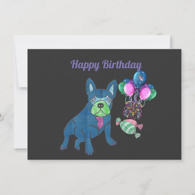 Französische Bulldogge Happy Birthday  Inbjudningar (Framsida)
