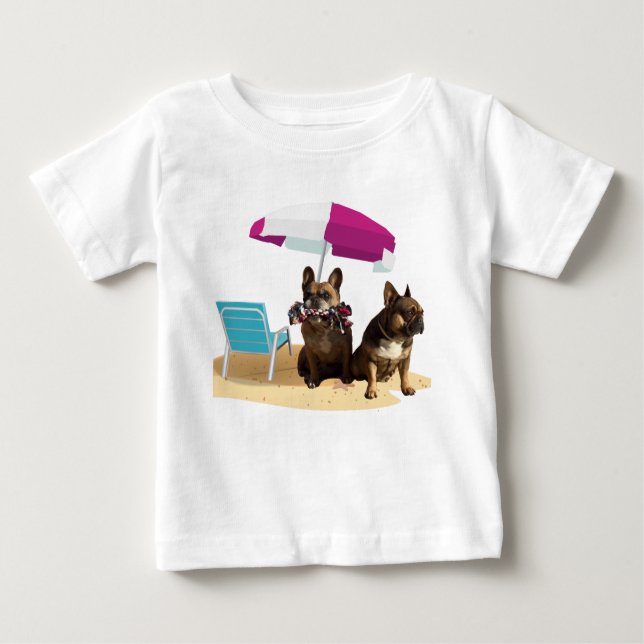  französische Bulldogge happy Summer Baby Shirt T Shirt (Framsida)