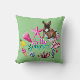 Französische Bulldogge Hello Summer French Bulldog Kudde