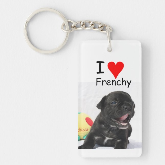 französische Bulldogge Herz French Bulldog  Nyckelring (Framsidan)