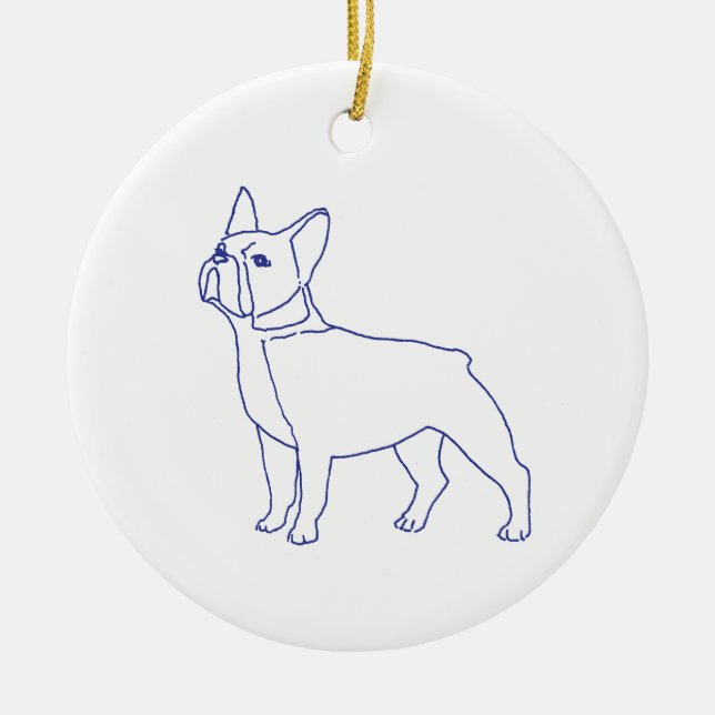 Französische Bulldogge Julgransprydnad Keramik (Framsidan)