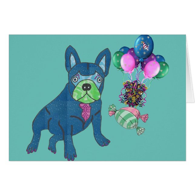 Französische Bulldogge Karte Hälsningskort (Framsidan Horizontal)