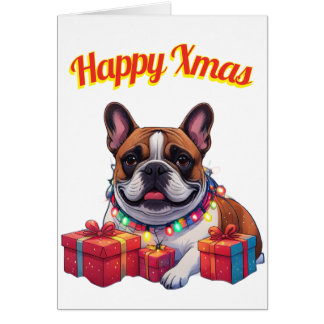 Französische Bulldogge Lichterkette Weihnachten OBS Kort