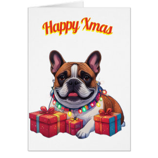 Französische Bulldogge Lichterkette Weihnachten OBS Kort