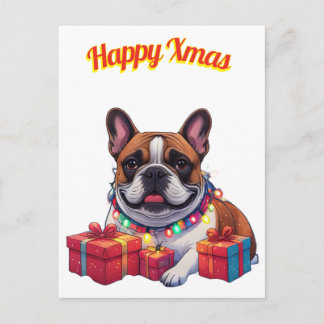 Französische Bulldogge Lichterkette Weihnachten Vykort