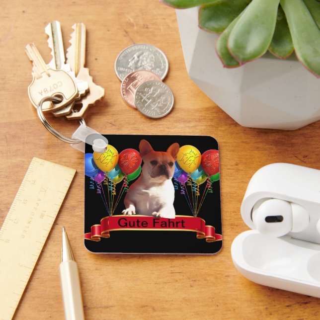 französische Bulldogge mit Ballons Nyckelring (Skrivbord)