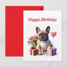 Französische Bulldogge mit Blumen Birthday