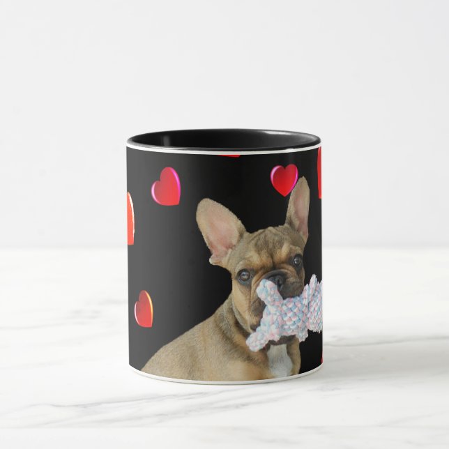 Französische Bulldogge mit Herz French Bulldog Mugg (Center)