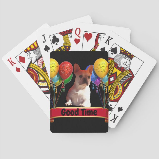 Französische Bulldogge mit Luftballons Casinokort (Baksidan)