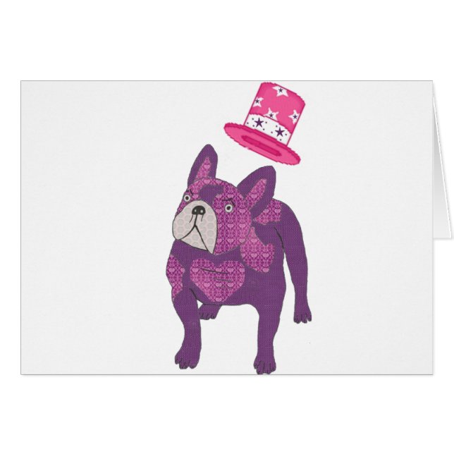 Französische Bulldogge mit Zylinder Hälsningskort (Framsidan Horizontal)