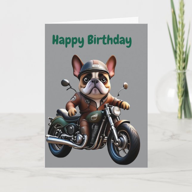  französische Bulldogge Motorrad French Bulldog Inbjudan (Framsida)