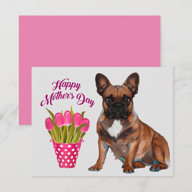 Französische Bulldogge Muttertag French Bulldog Inbjudningar (Fram/baksida)