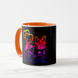 Französische Bulldogge Neon Herz French Bulldog Mugg