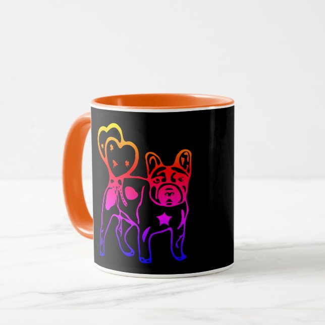 Französische Bulldogge Neon Herz French Bulldog Mugg (Framsida vänster)