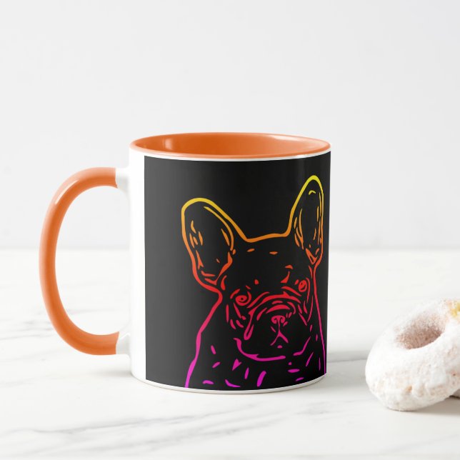 Französische Bulldogge Neon Herz French Bulldog Mugg (Med munk)