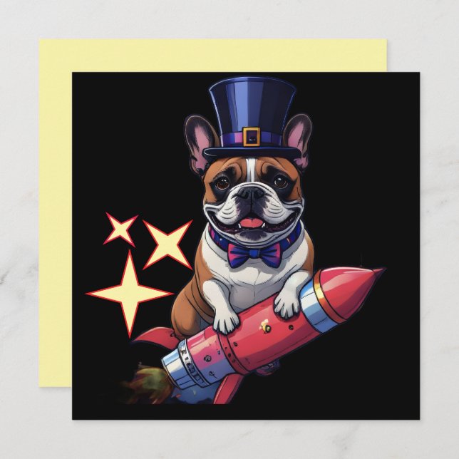 Französische Bulldogge Neujahr French Bulldog  (Fram/baksida)