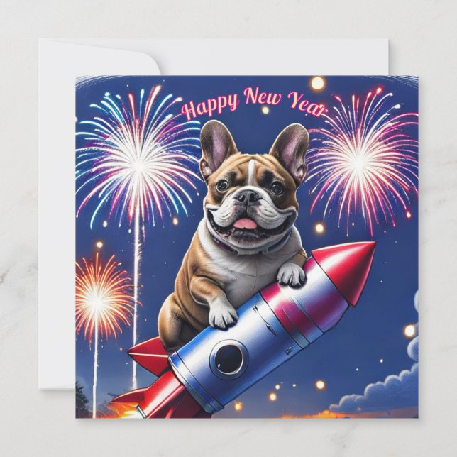 Französische Bulldogge Neujahr lustig Rakete (Framsida)