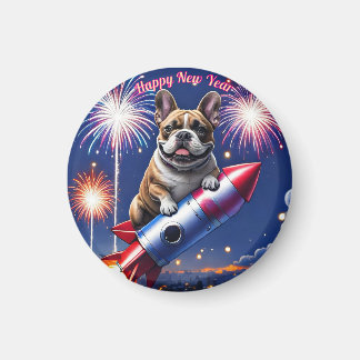 Französische Bulldogge Neujahr lustig Rakete Magnet