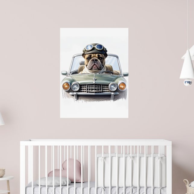 Französische Bulldogge Oldtimer Bulldog Vatertag  Poster (Barnkammare 2)