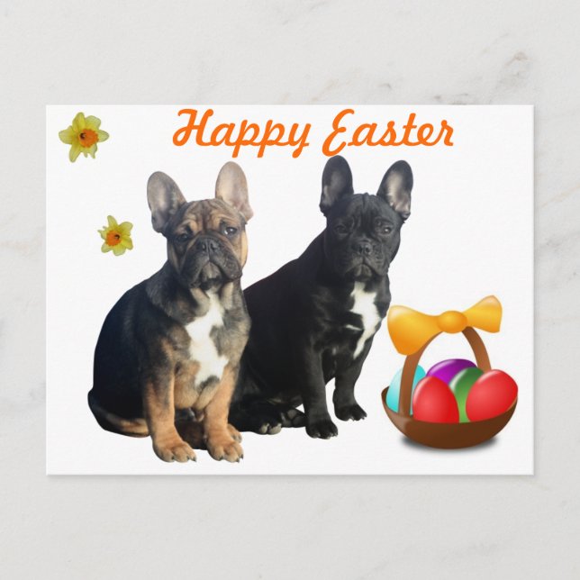 Französische Bulldogge Ostern French Bulldog Helg Vykort (Framsida)