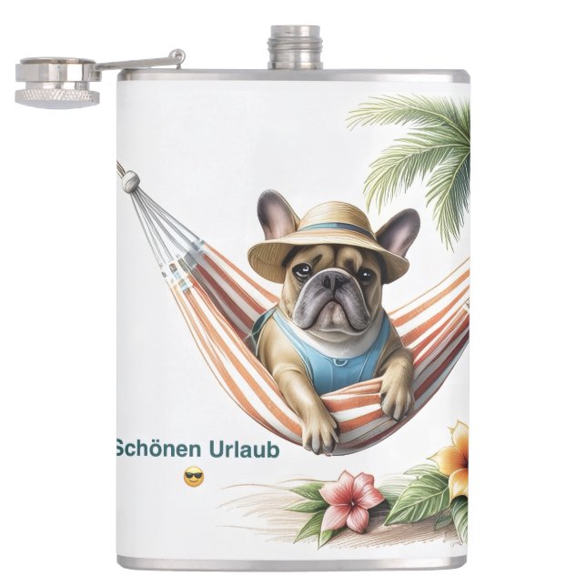 Französische Bulldogge Palme Strand French Bulldog Fickplunta (Öppnad)