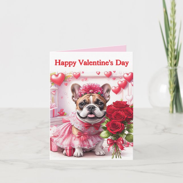 Französische Bulldogge Rosen French Bulldog Inbjudan (Framsida)