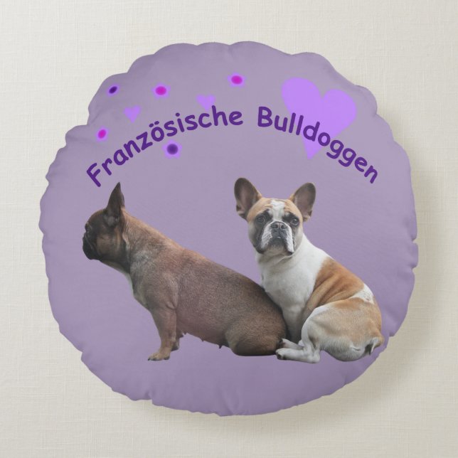 Französische Bulldogge Rund Kudde (Framsidan)