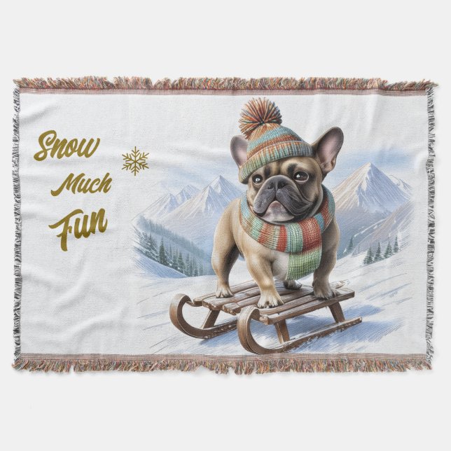 Französische Bulldogge Schlitten  French Bulldog Filt (Framsidan)
