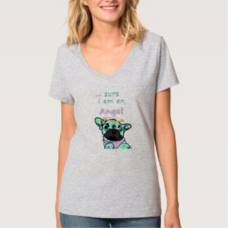 Französische Bulldogge Sicher Engel French Bulldog T Shirt