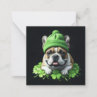 Französische Bulldogge St. Patrick's Day Kleeblatt Anteckningskort