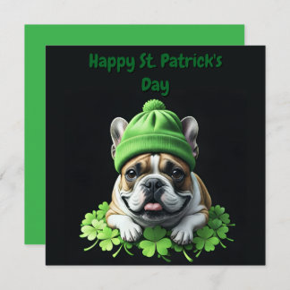 Französische Bulldogge St. Patrick's Day Kleeblatt Inbjudningar