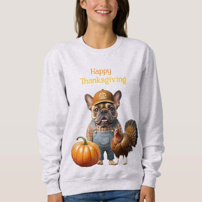 Französische Bulldogge Thanksgiving French Bulldog T Shirt (Framsida)