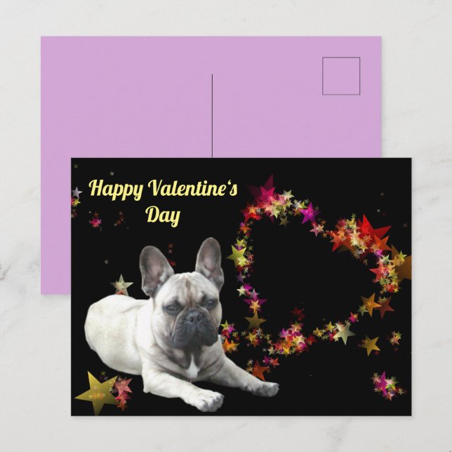 Französische Bulldogge Valentinstag French Bulldog Vykort (Fram/baksida)