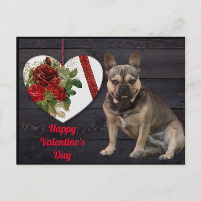 Französische Bulldogge Valentinstag French Bulldog Vykort (Framsida)