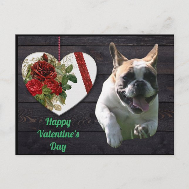 Französische Bulldogge Valentinstag French Bulldog Vykort (Framsida)
