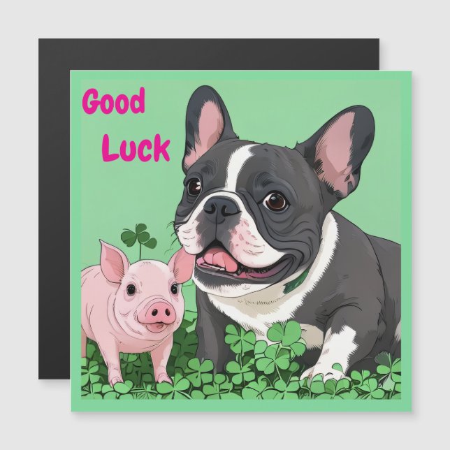 Französische Bulldogge viel Glück French Bulldog (Fram/baksida)