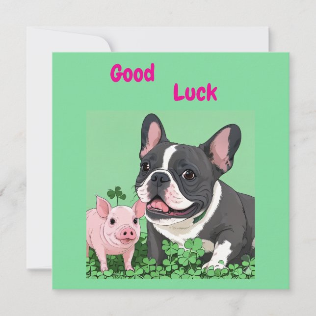 Französische Bulldogge viel Glück French Bulldog Kort (Framsida)