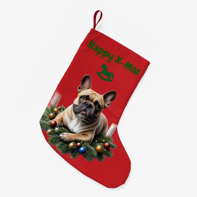 Französische Bulldogge Weihnachten French Bulldog Liten Julstrumpa (Framsidan (Hängande))
